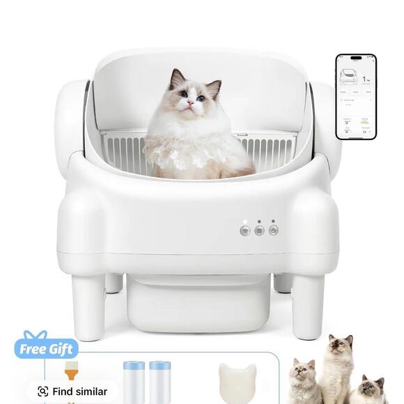 Paruuntys Self Cleaning Cat Litter BoxOpen TopAutomatic Litter Box with App Co